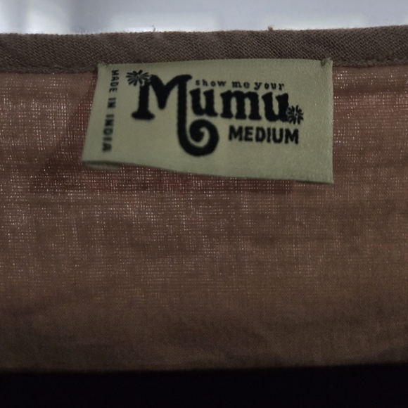 Show Me Your Mumu M Mauve Tasseled Pom-Pom V-Neck Bell Sleeve Tunic Blouse - Picture 3 of 7